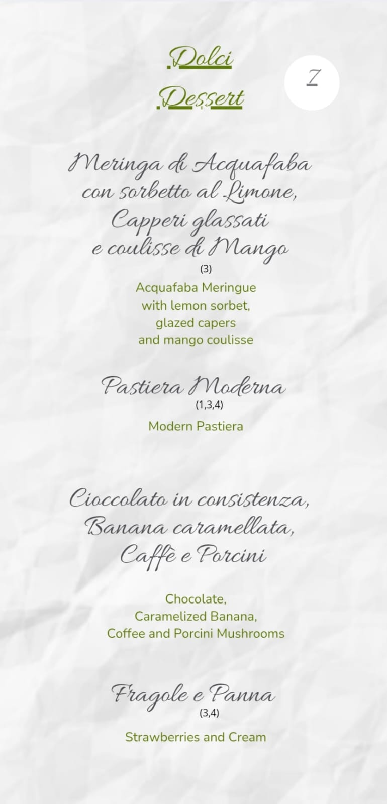 Menù Vis à VIs Orvieto